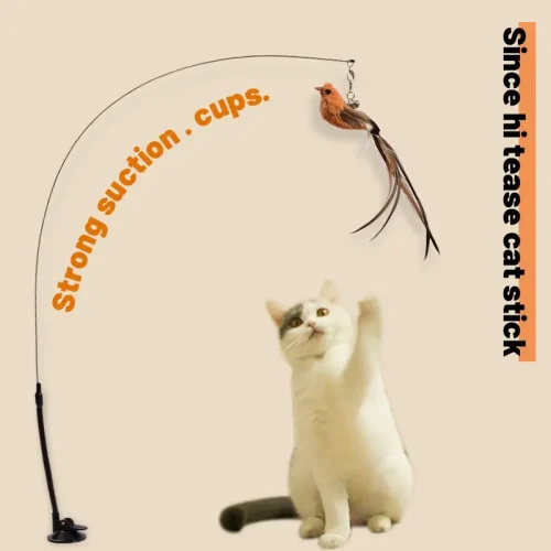 Steel Wire Feather Cat Teasing Stick